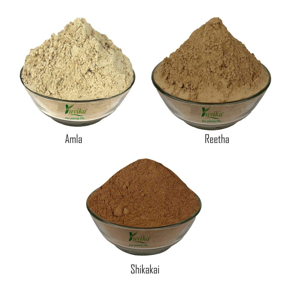 Combo Pack for Hair Care - Awla Powder - Reetha Powder - Shikakai Powder 450 Grams (150 Grams Each)