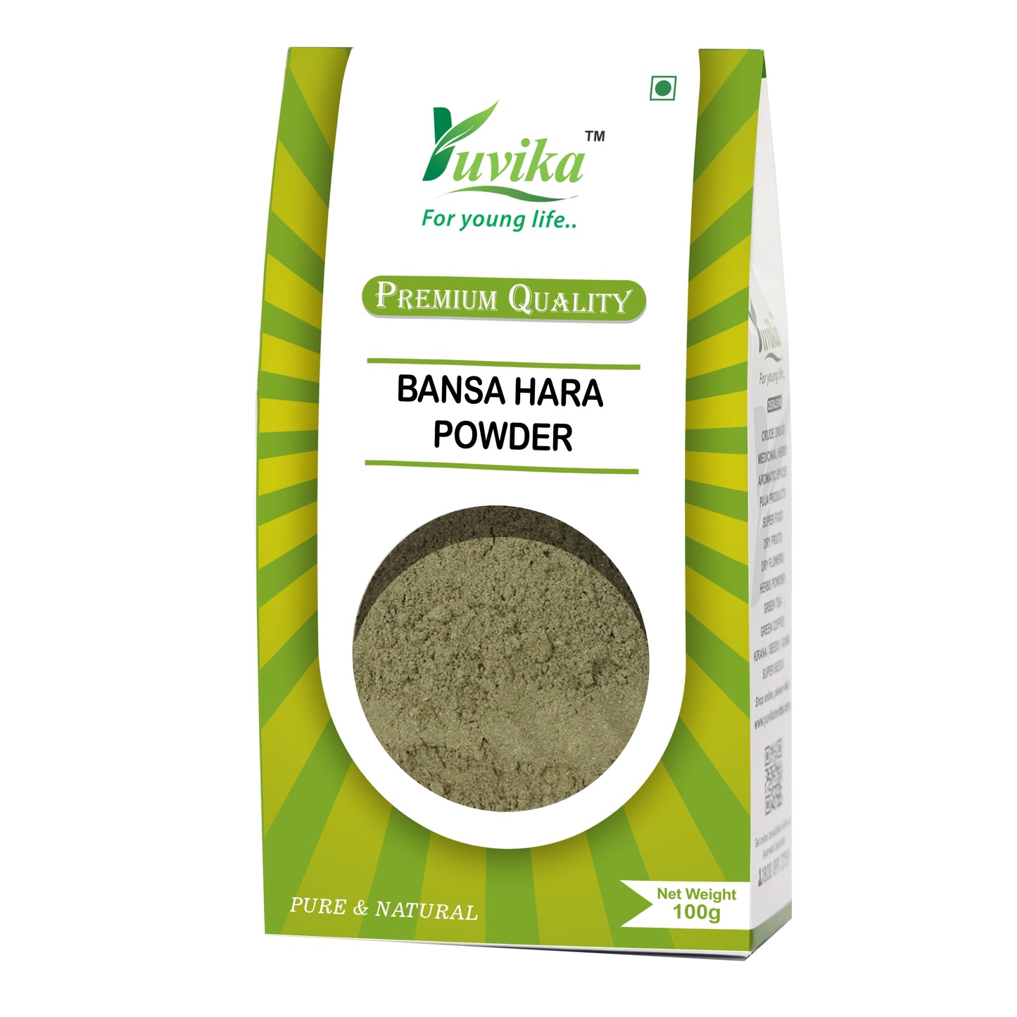 Bansa Hara Powder - Adusa Powder - Adoosa - Vasa - Adhatoda vasica Nees - Malabar Nut Tree (100g).