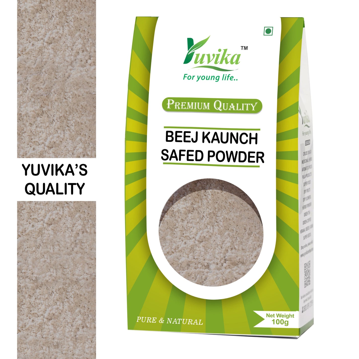 Beej Kaunch Safed Powder (without Peel) - Mucuna Pruriens - White Kaunch Seeds Powder - Cowhage (100g)