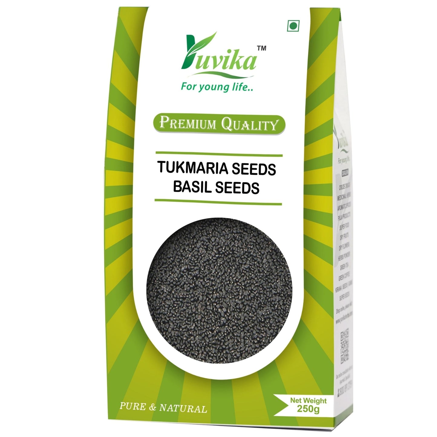 Tukmaria Seeds - Sabja Seeds - Ocimum Basilicum - Basil Seeds (250g)