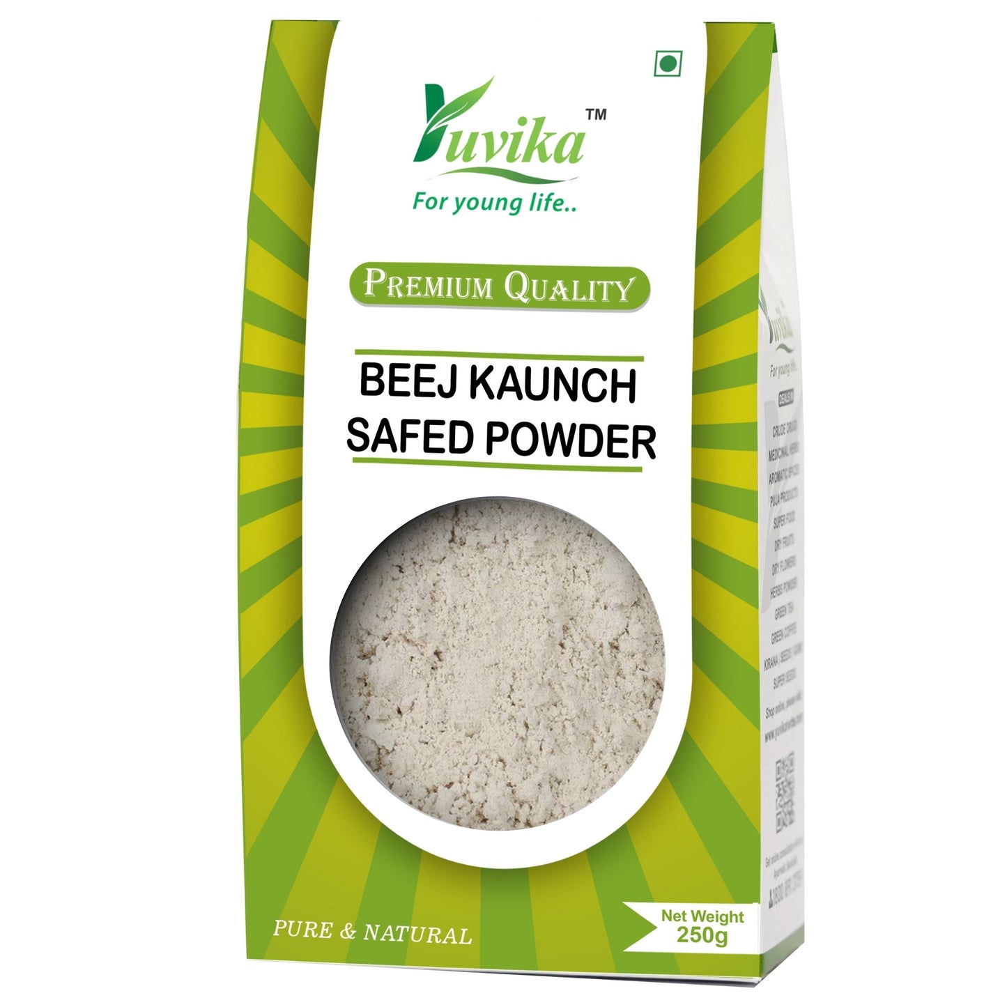 Beej Kaunch Safed Powder (without Peel) - Mucuna Pruriens - White Kaunch Seeds Powder - Cowhage (250g)