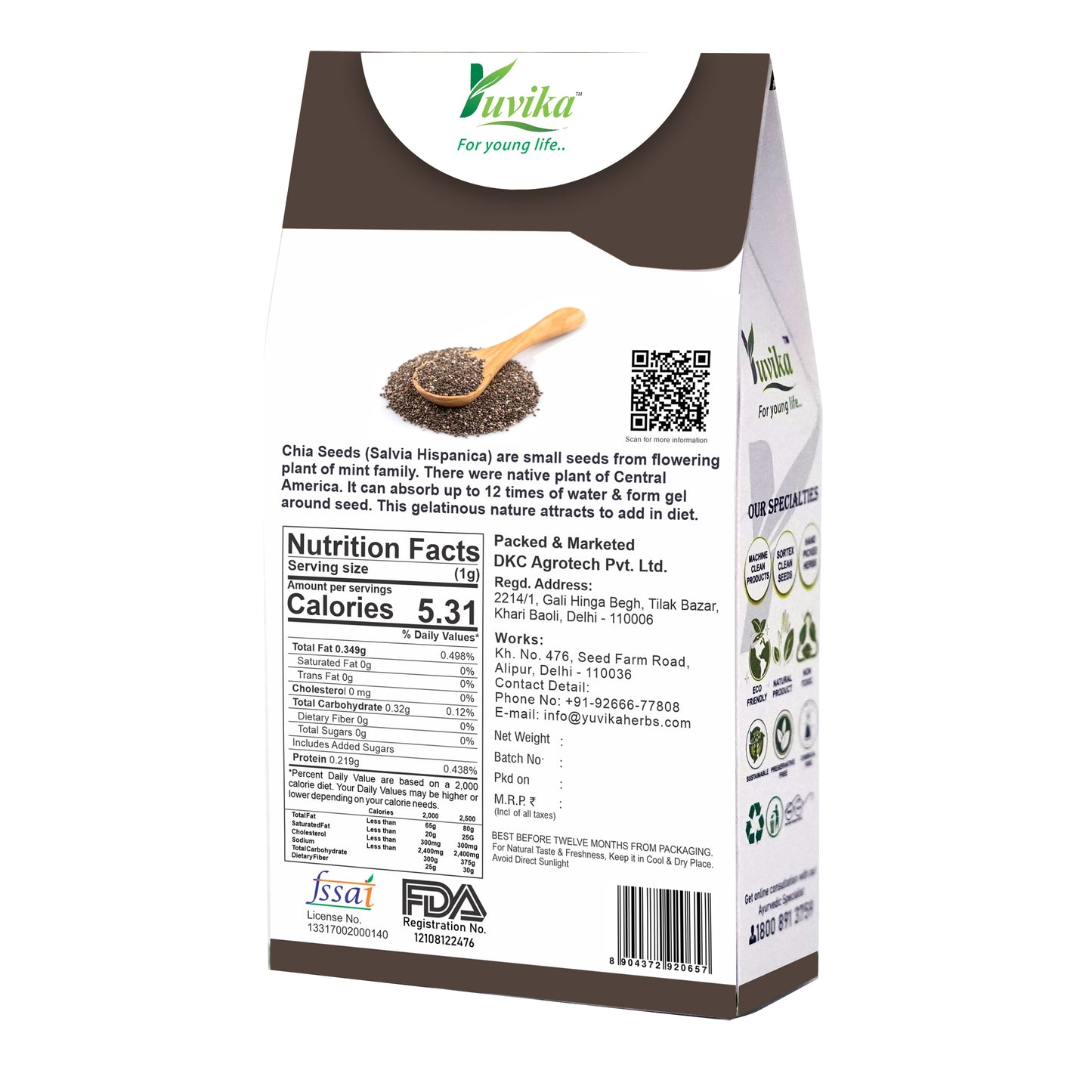 YUVIKA Chia Seeds 250 Grams